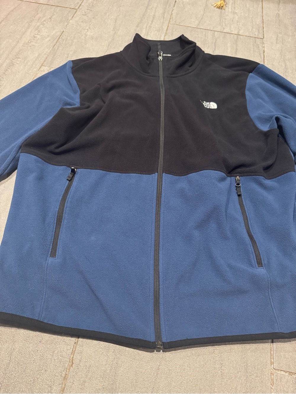 The North Face Men's Navy Blue Black Zip Up Long Sleeve Fleece Jacket Size XXL - Picture 2 of 7